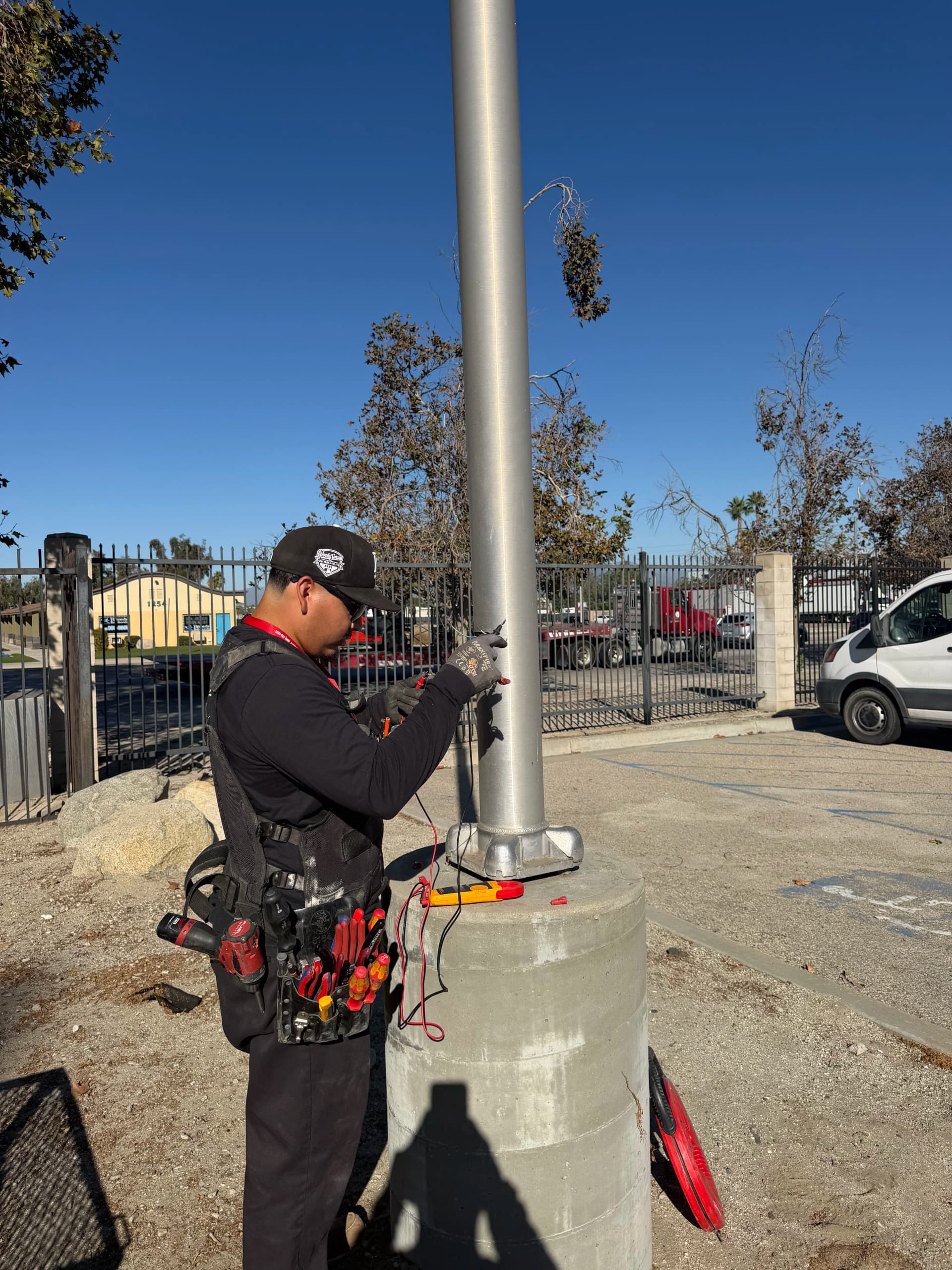 Parking Lot Lighting Repair After Vandalism in San Bernardino