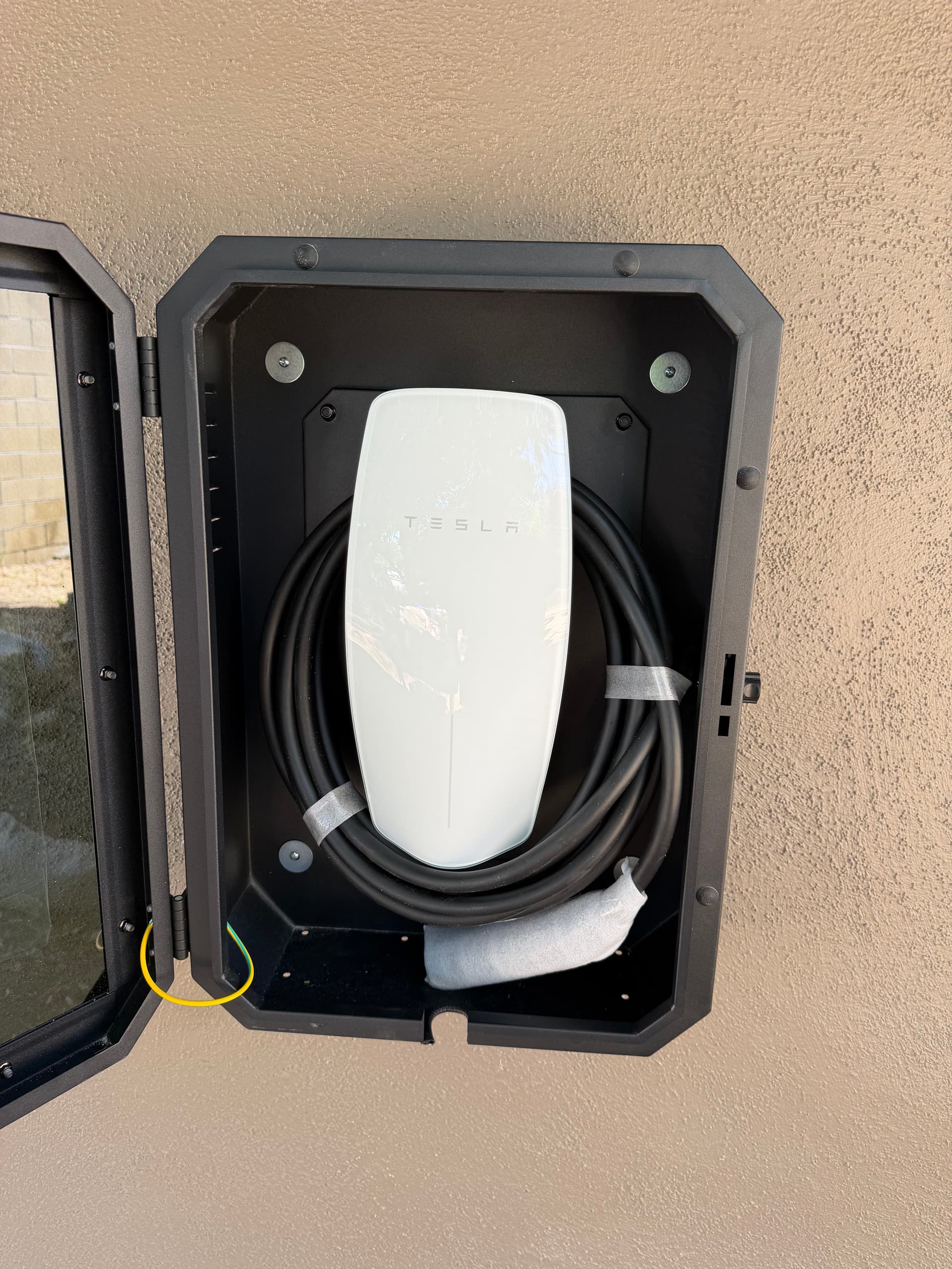Tesla Wall Connector Install with Custom Weatherproof Cabinet image